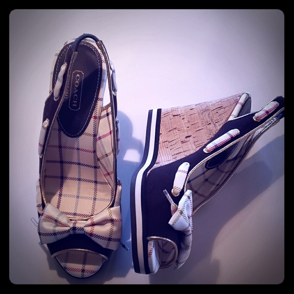 COACH wedges twirling cotton twill color: chestnut